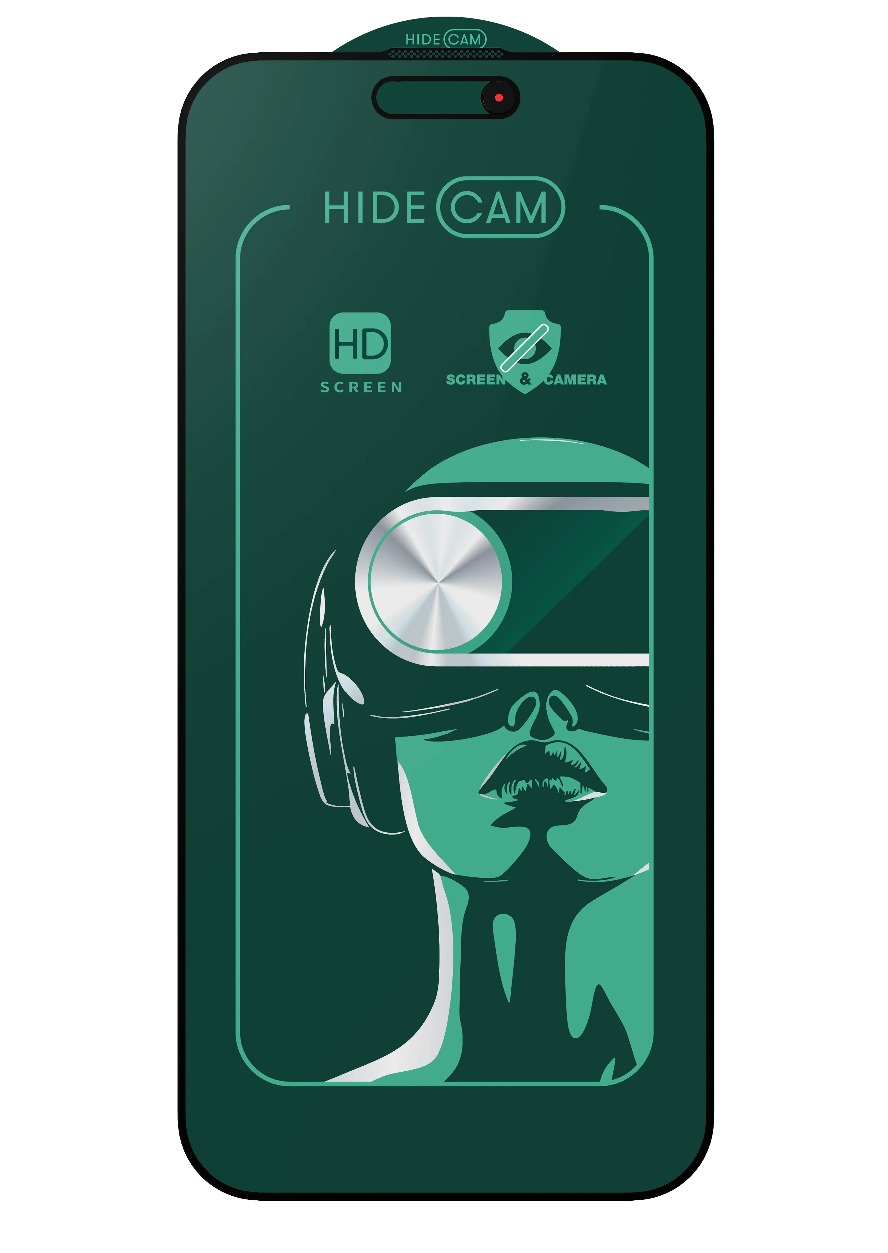 HideCam Glass tempered screen protector for iPhone with integrated camera protector