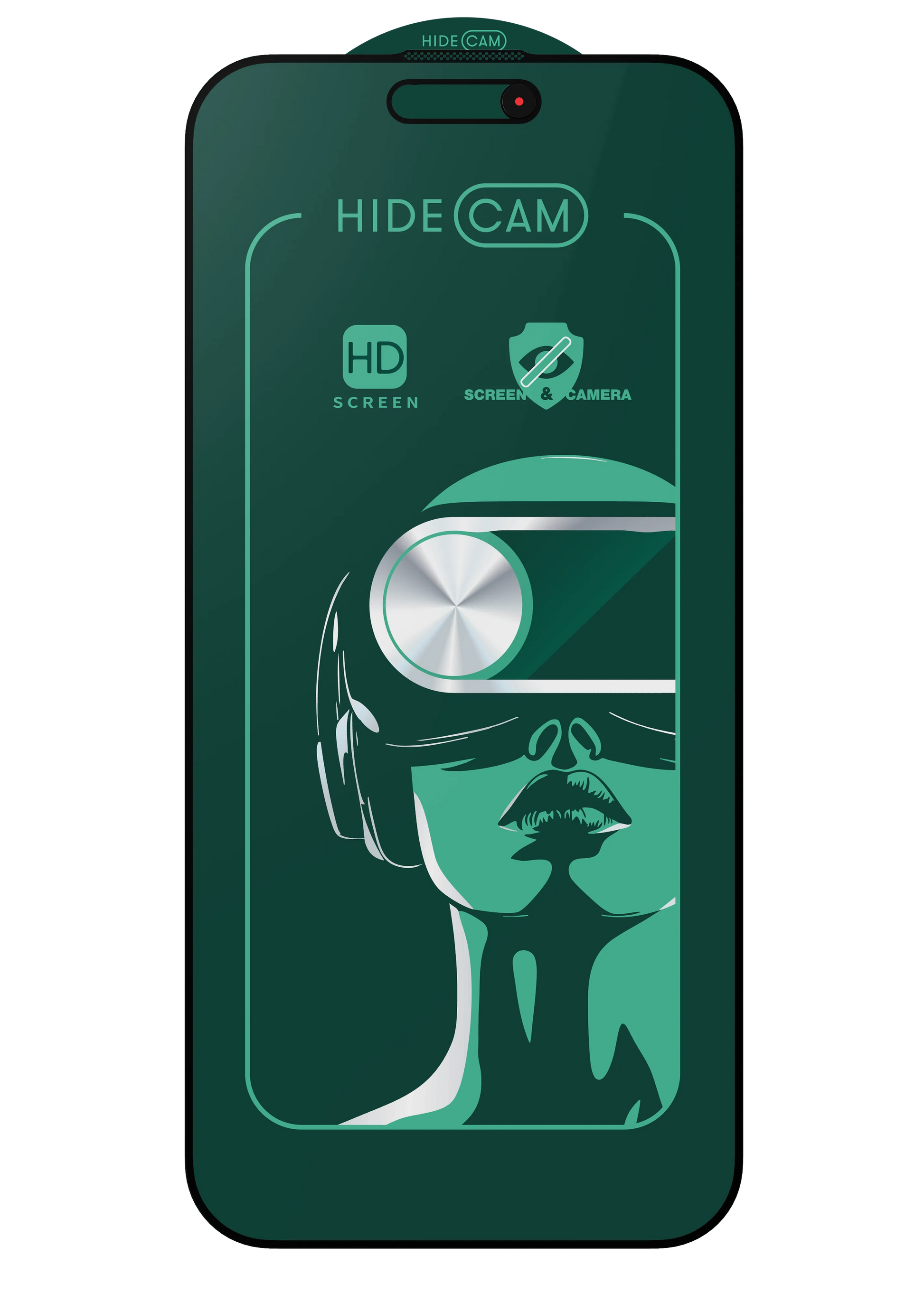 HideCam Glass tempered screen protector for iPhone with integrated camera protector
