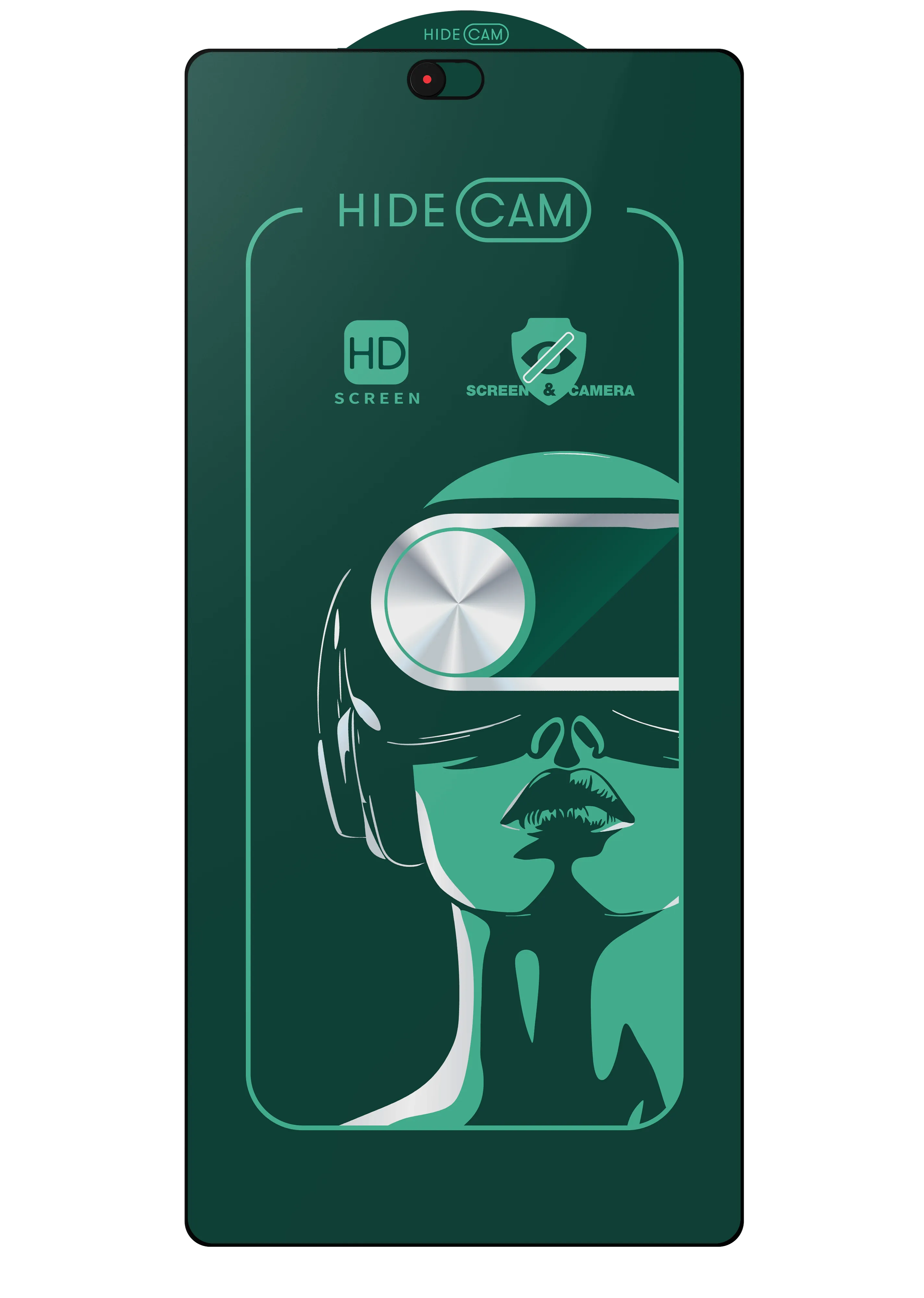 HideCam Glass tempered screen protector for Samsung with integrated camera cover and protector