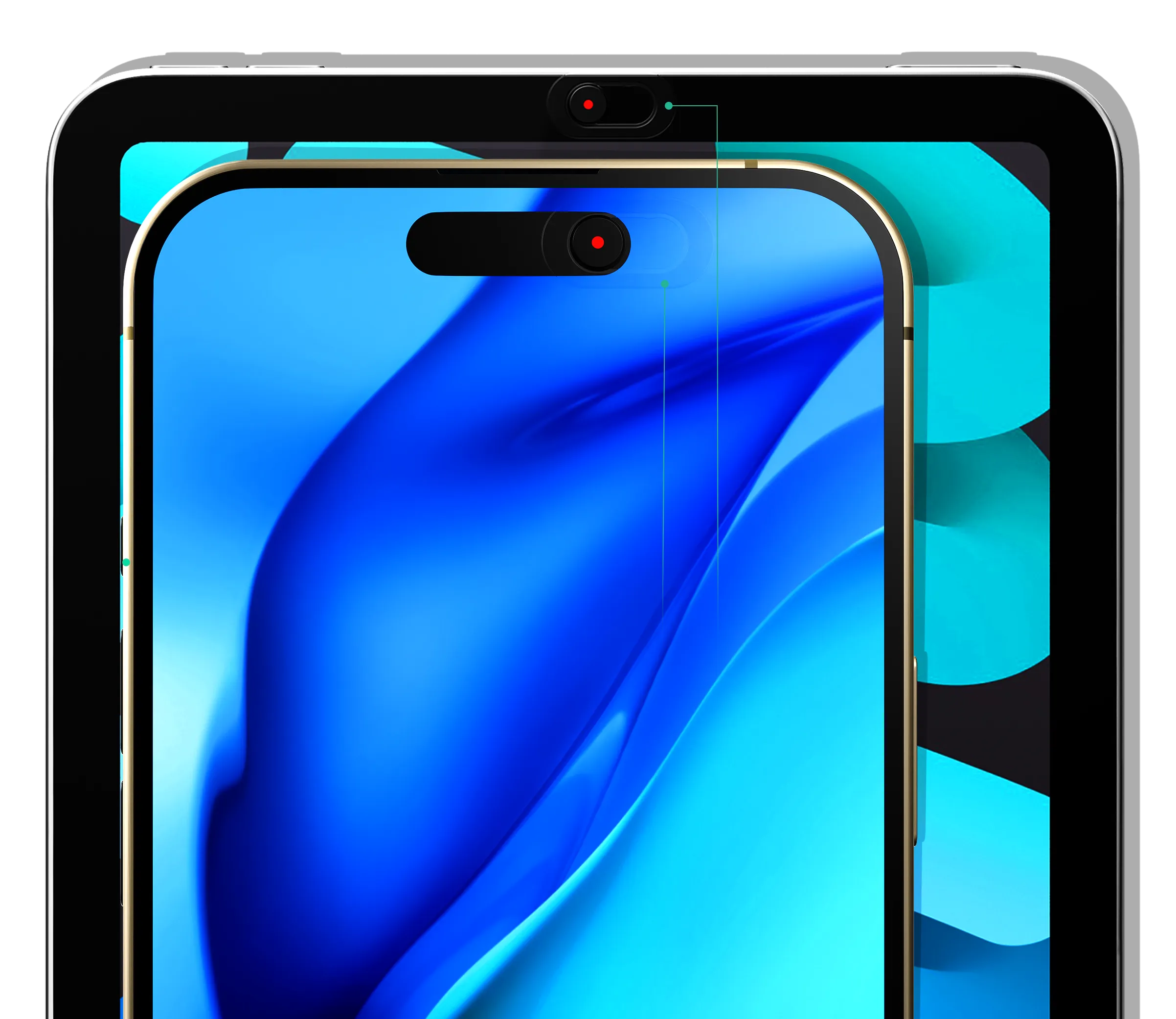 HideCam Mini ultra-thin transparent camera blocker installed on smartphone, tablet and laptop front camera