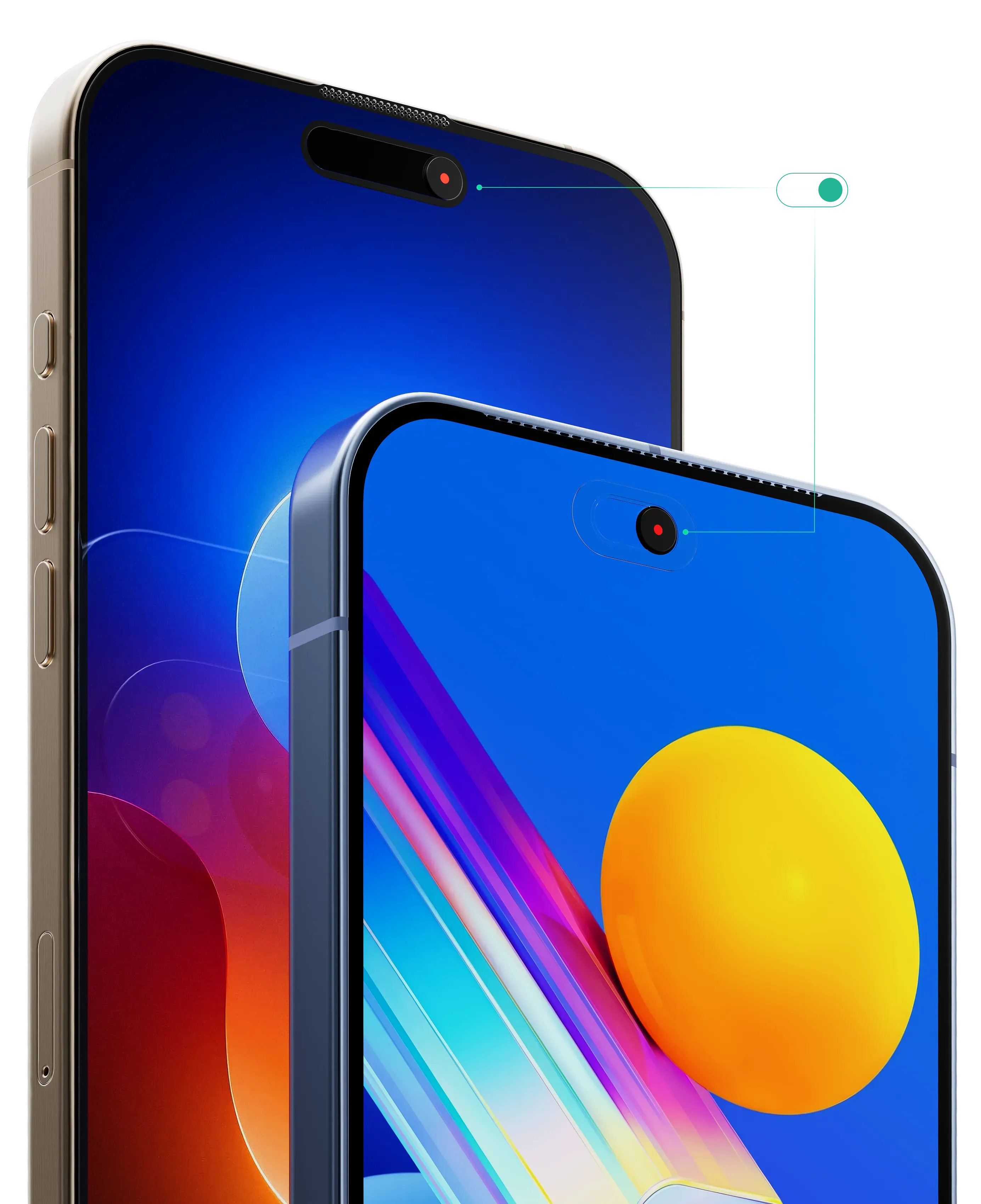 Hidecam smartphone camera privacy blocker for iPhone and Samsung showing slide cover securing device camera